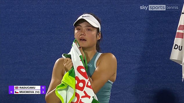 Emma Raducanu is reduced to tears in court after her opponent ran to the early advantage in Dubai's clash