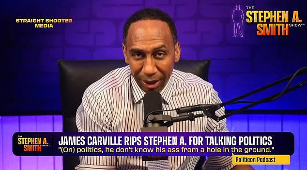 Stephen A. Smith furiously returns to the brutal demolition of his political ambitions by James Carville by James Carville