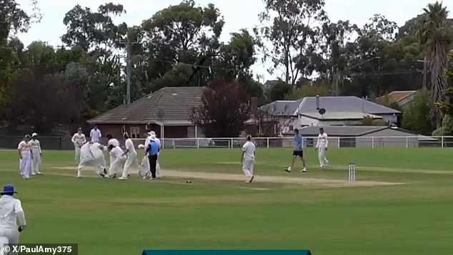 Wild scenes when the shocking fight explodes during the Club Cricket match in Victoria