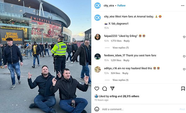 Erling Haaland points to a subtle excavation in Myles Lewis -Skelly after the Arsenal star was expelled during the loss of West Ham, in the middle of the spit of celebration with Gunners Teen