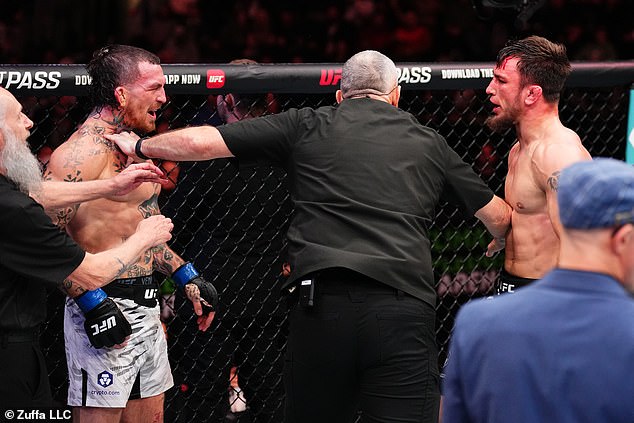 UFC fans are stunned by the actions after the fight in Fight Night 252, since security is forced to intervene to prevent the incident from increasing