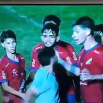 The shameful images show the moment when the player knocked out the opponent with brutal blow, while the amateur match in Uruguay descends to chaos