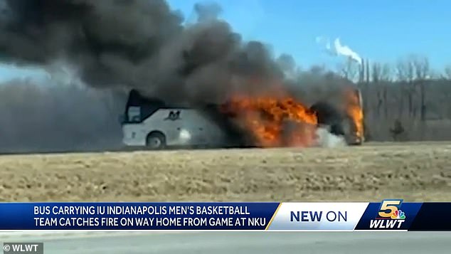 The terrifying new footage arises from the moment when the University Basketball Team bus explodes in flames