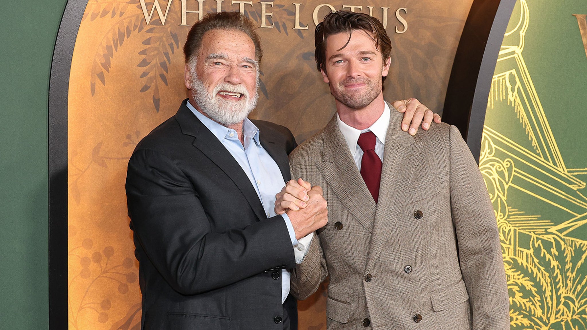 Arnold Schwarzenegger shows love for the son Patrick at the premiere of White Lotus