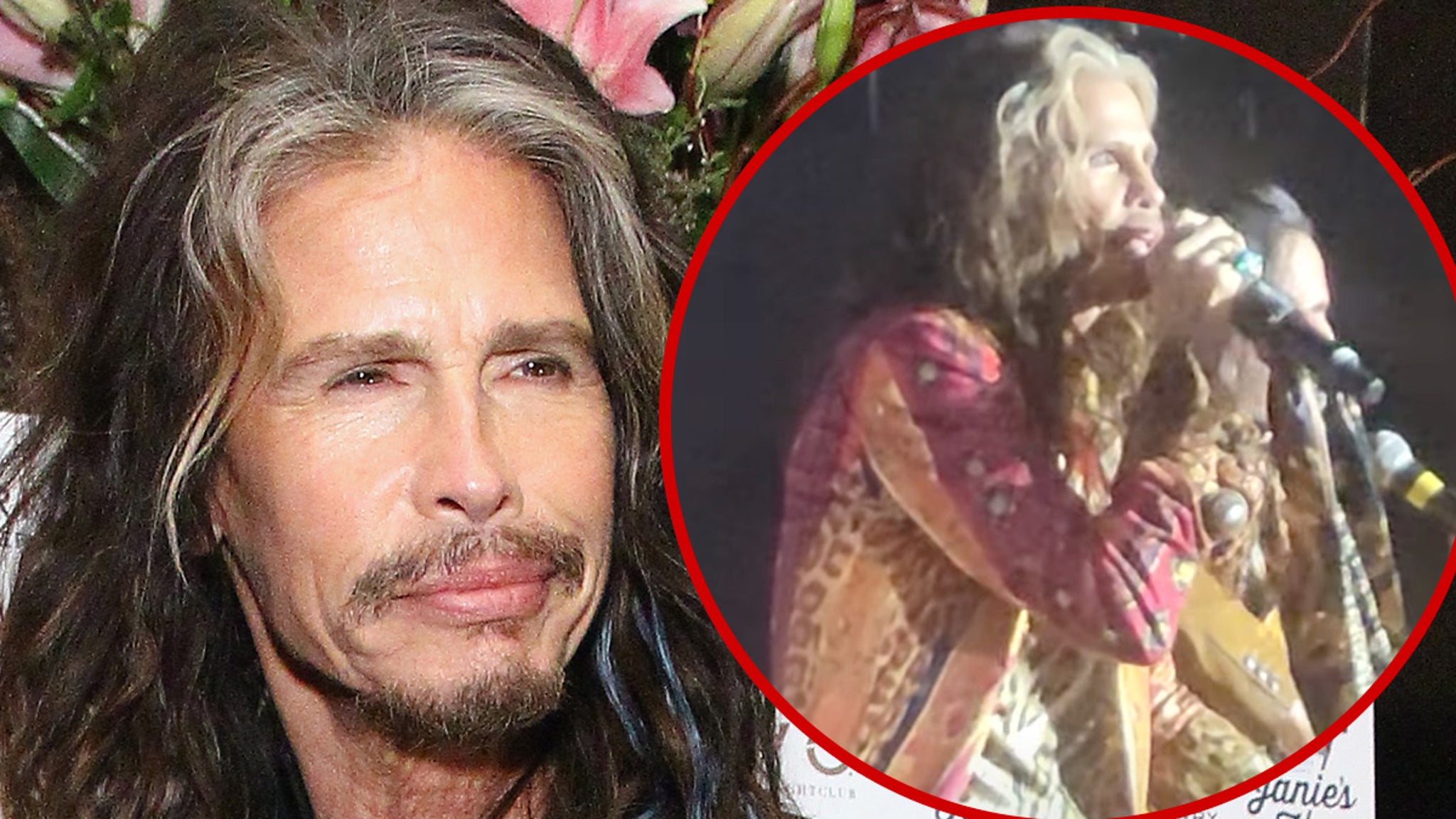 Steven Tyler sings at the Grammys Watch Party, together with stars on the stage