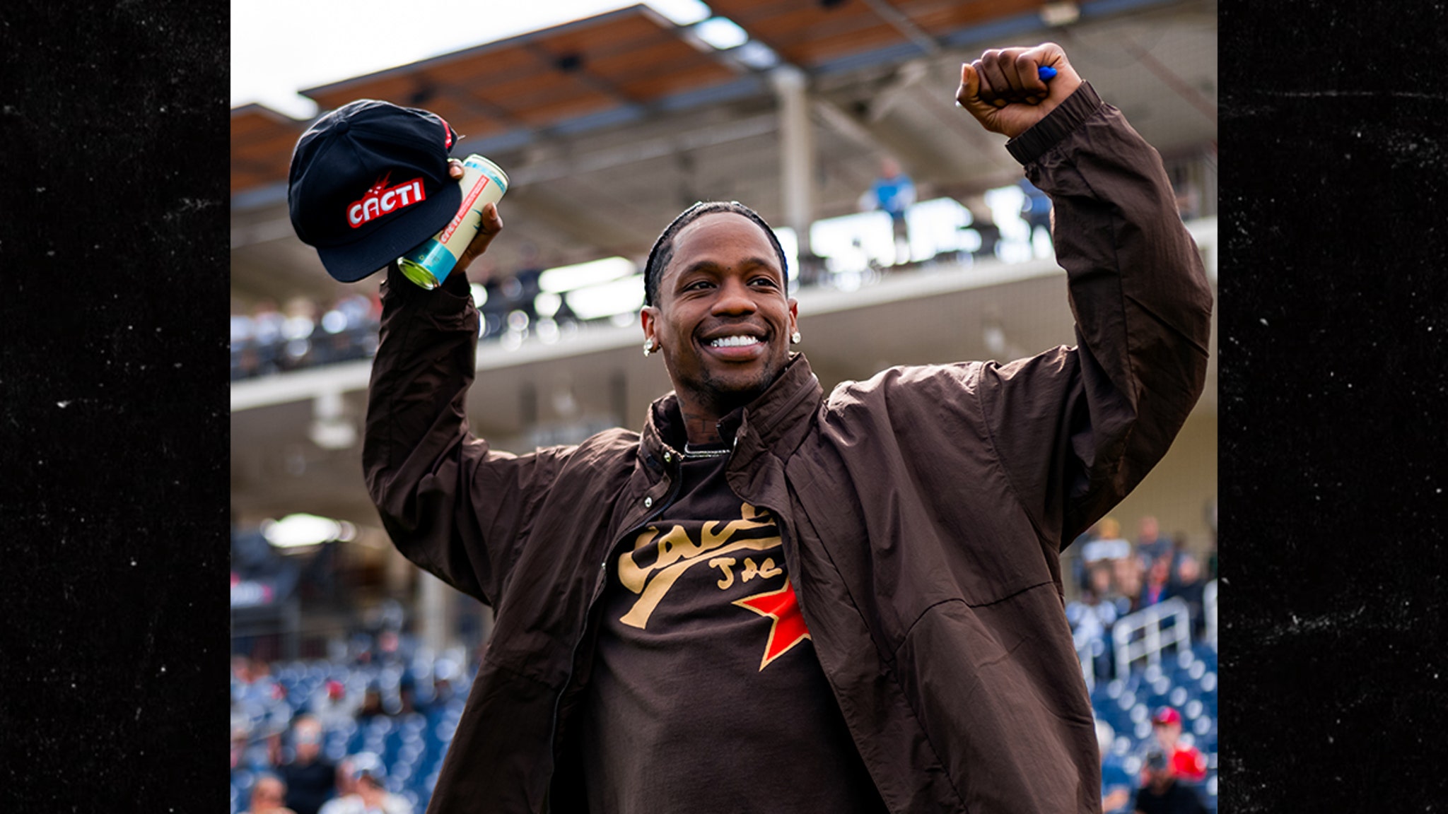 Travis Scott throws first place in Cacti Park for the opening day of spring training in Astros Spring Training