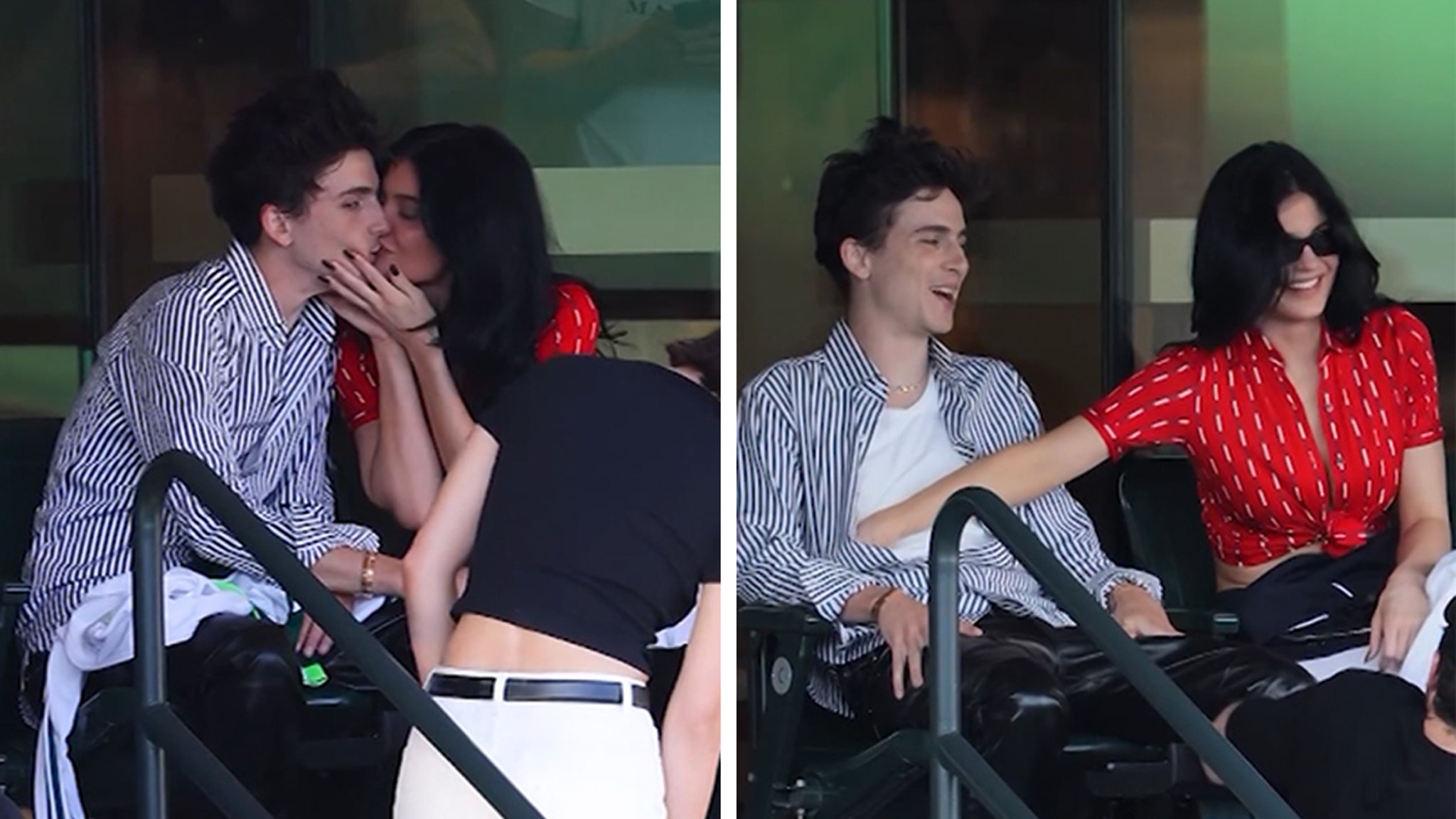 Timothée Chalamet & Kylie Jenner is waiting for tennis match in California