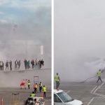 American Airlines Flight explodes in flames in Denver. Airport, video shows