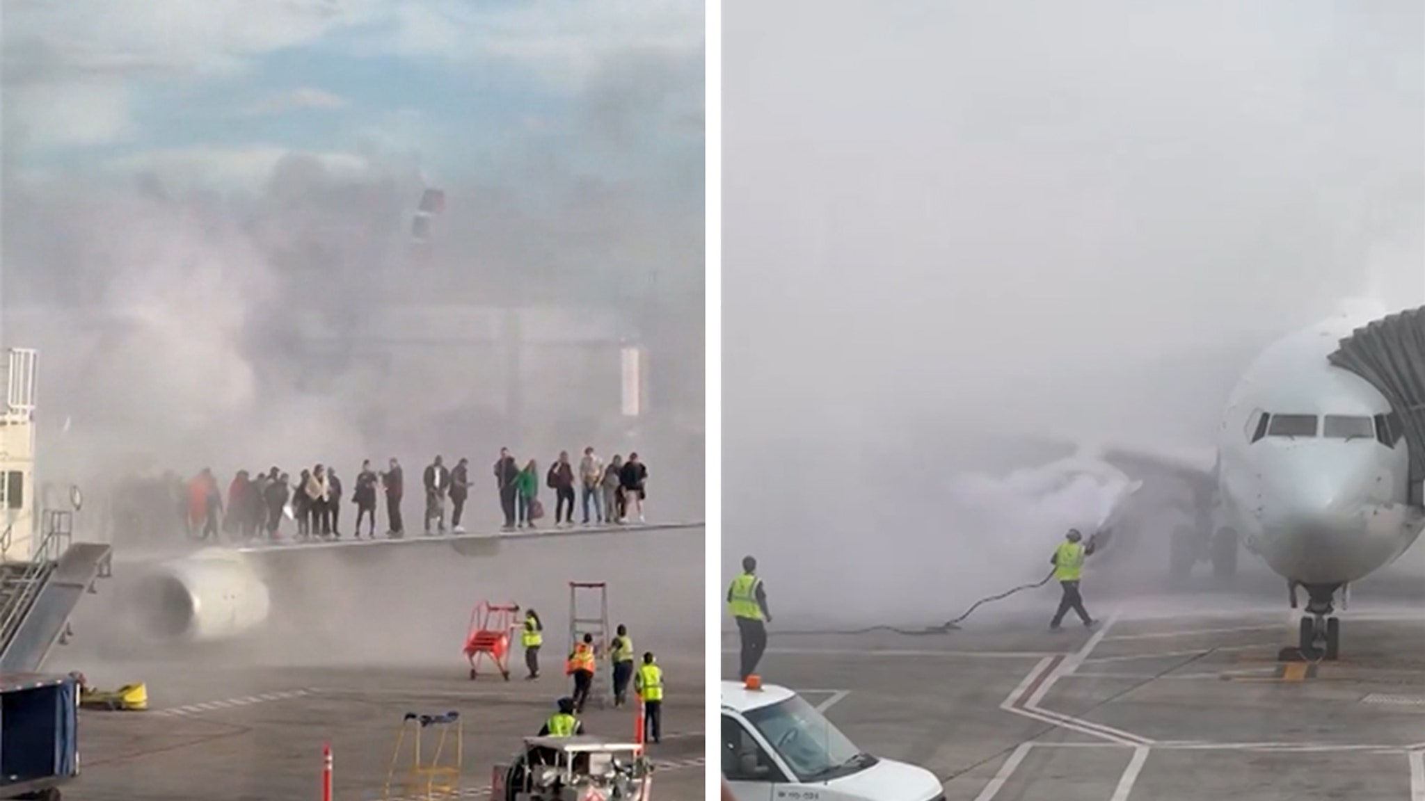 American Airlines Flight explodes in flames in Denver. Airport, video shows