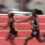 HS Track Runner meets opponents with a baton during the breed, suffers from conceals