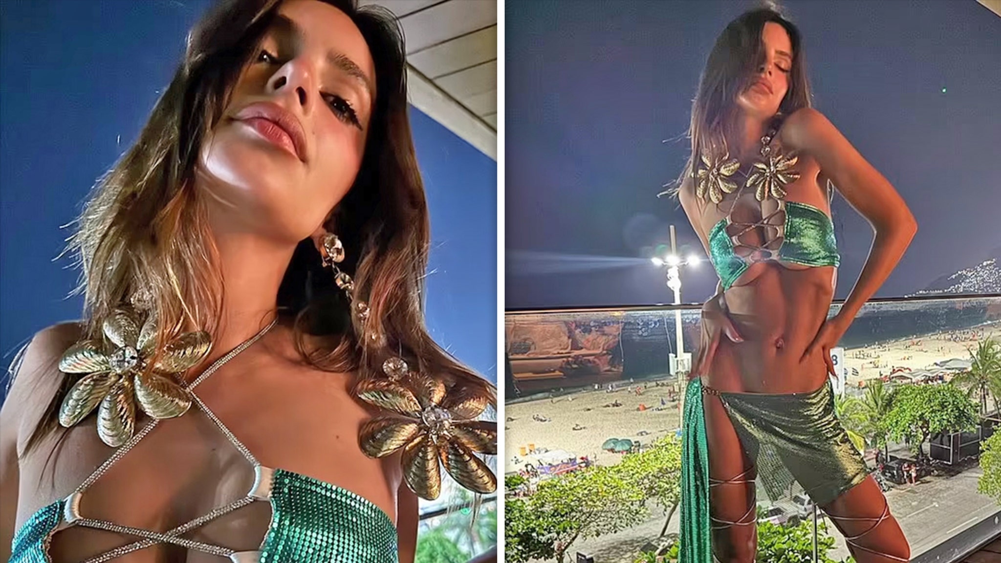 Emily Ratajkowski sizzles in a sexy dress at Carnival Rio 2025