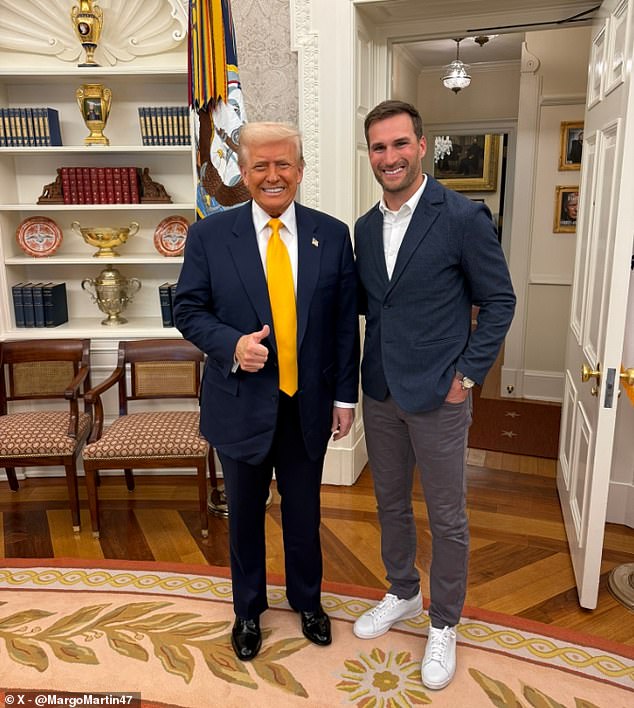 The NFL field marshal, Kirk Cousins, makes a surprise visit to Donald Trump in the White House as the commercial talk intensifies