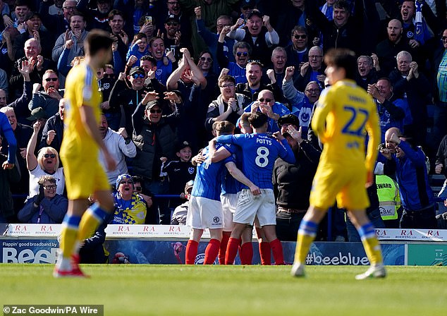 PORTSMOUTH 1-0 LEEDS: The leaders of the Colby Bishop's goal championship to their first defeat since November