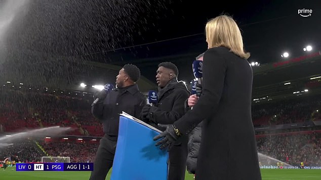 Look at the hilarious moment Daniel Sturridge runs to cover to avoid being soaked by Anfield Sprinklers