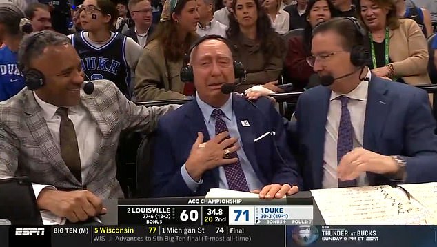 The legendary university announcer of the University Rings Dick Vitale is overwhelmed by support in the ACC Tournament in the middle of the battle for cancer