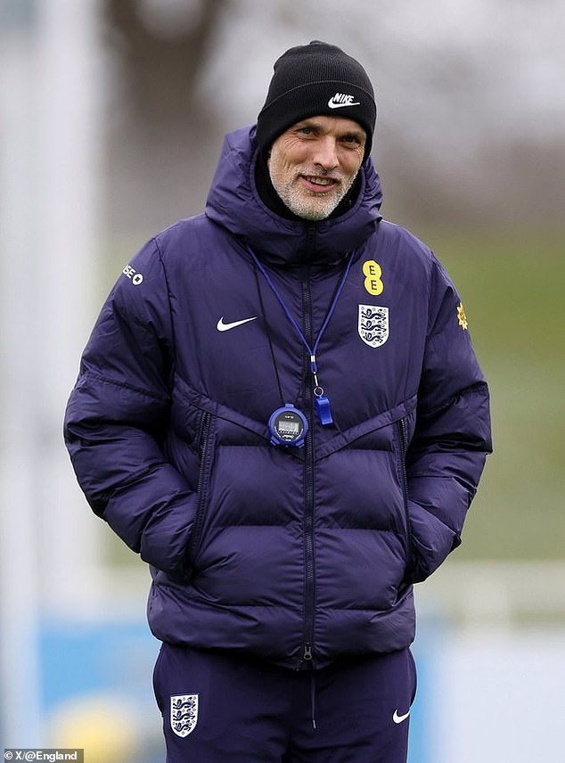 Thomas Tuchel takes England's first training session before the debut as three lions chief against Albania