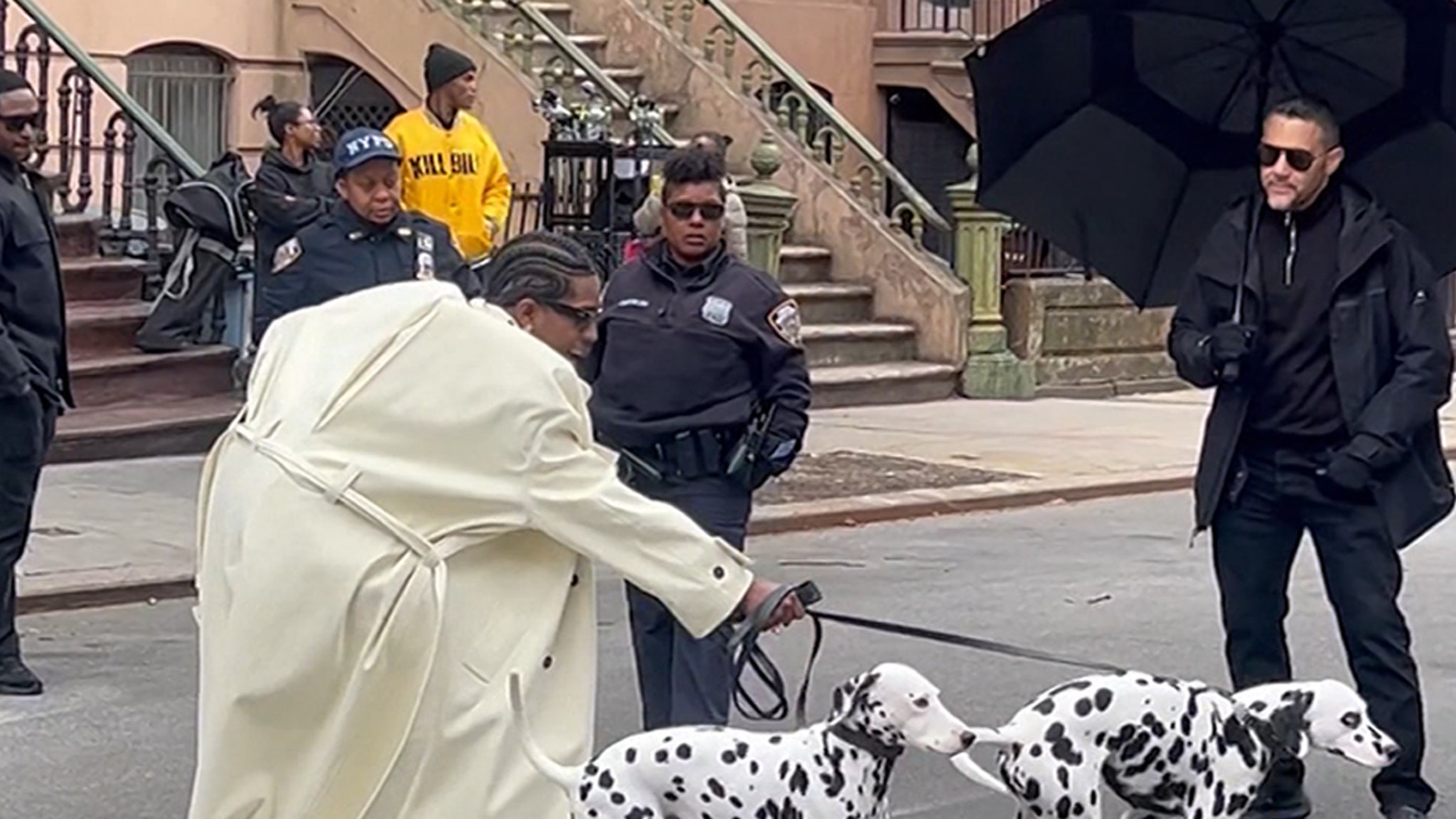 A $ Ap Rocky is pulled by Dalmatiners during the photo shoot