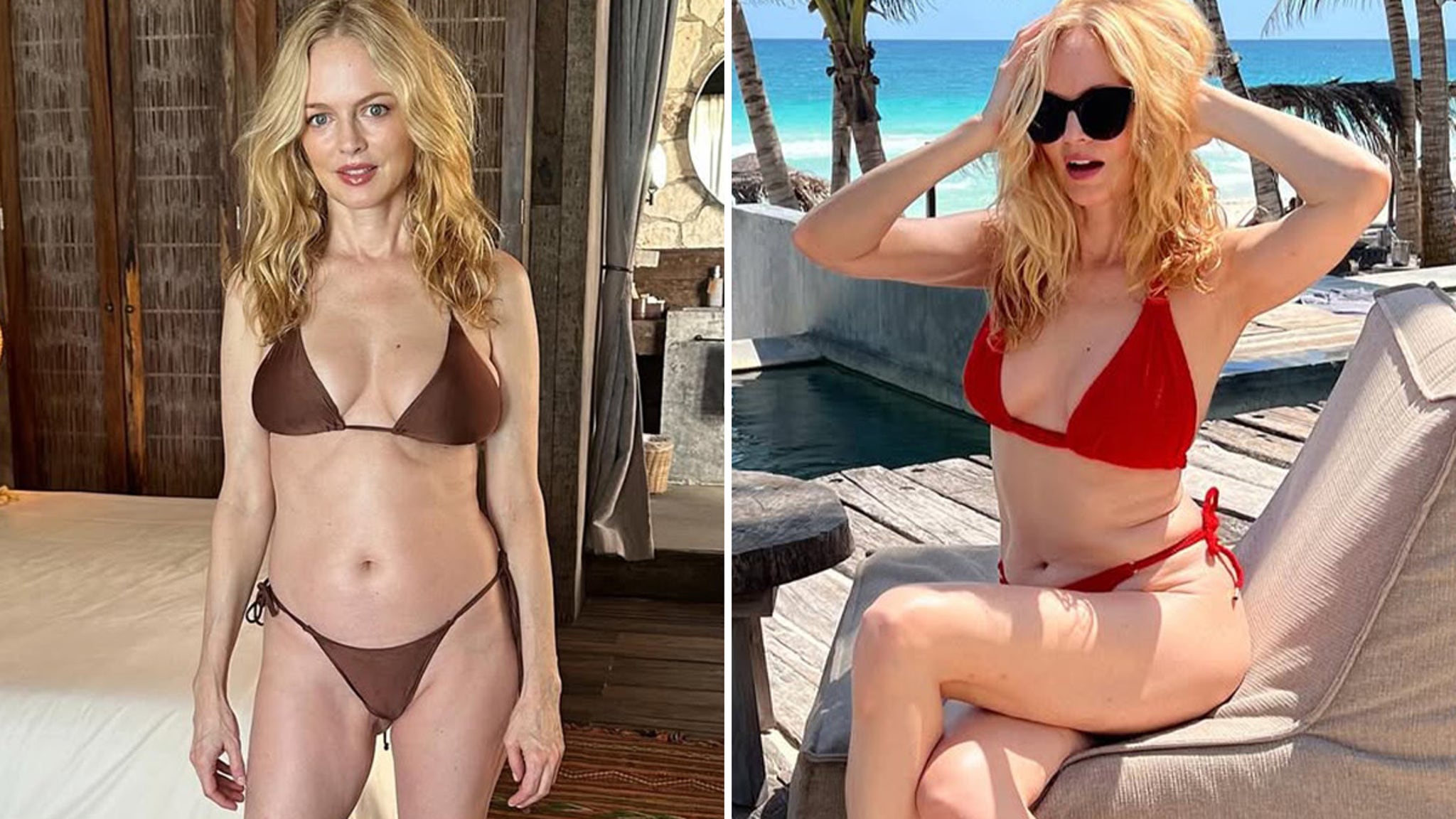 Heather Graham meets Tulum in her cany bikinis at the age of 55!