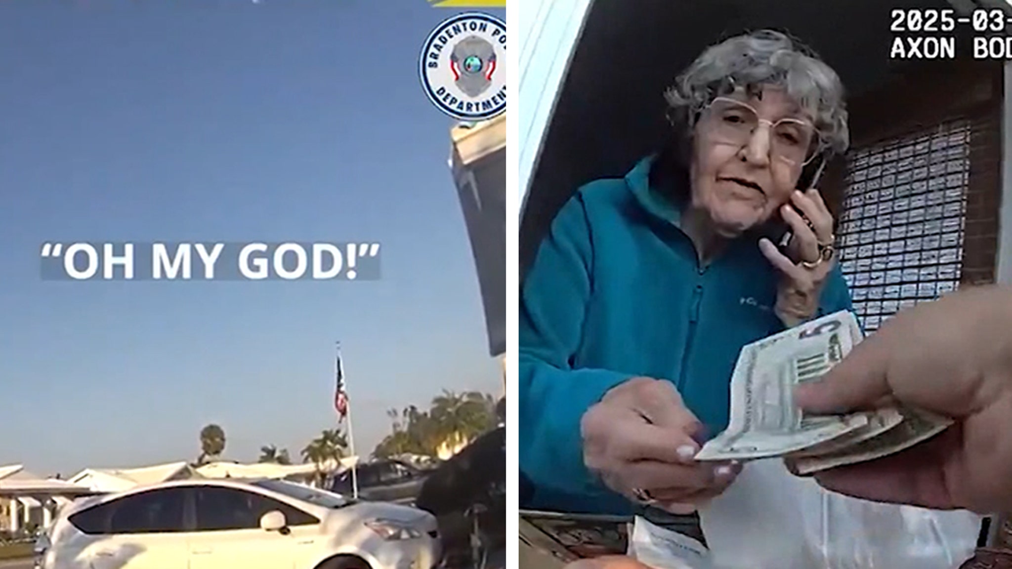 Florida Cop delivers pizza to a woman with a huge gator in the entrance, on video